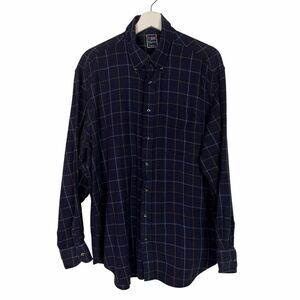 T. Harris London Men's Plaid Men's Casual Button Down Shirt size XL Blue